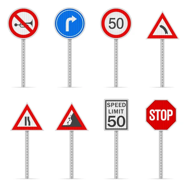 Verkehrszeichen Auf Weißem Hintergrund Vektorillustration — Stockvektor