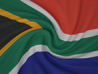 Bükülmüş kumaş Güney Afrika bayrağı arka planı. 3d illüstrasyon.