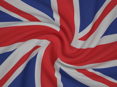 Bükülmüş kumaş, İngiltere bayrağı. 3d illüstrasyon.