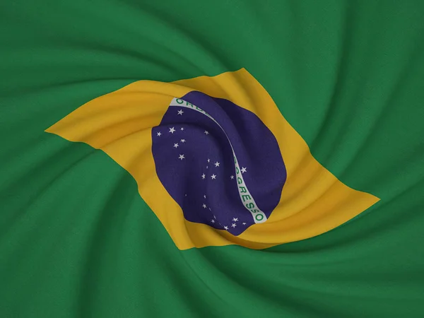 斜纹织物巴西国旗背景 3D说明 — 图库照片