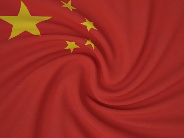 Vridna Tyg Kina Flagga Bakgrund Illustration — Stockfoto