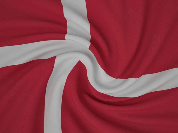 丝绒面料丹麦国旗背景 3D说明 — 图库照片