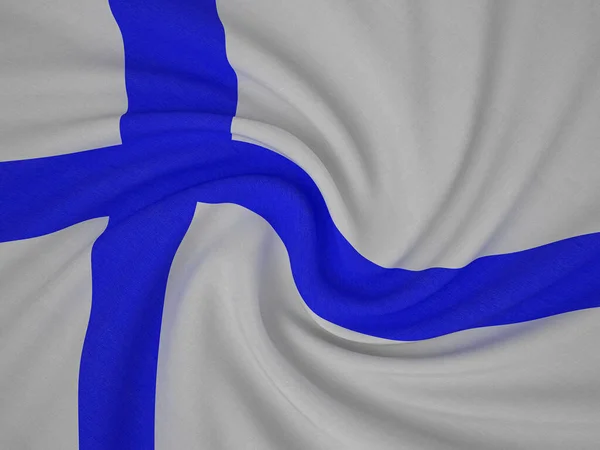 斜纹织物芬兰国旗背景 3D说明 — 图库照片