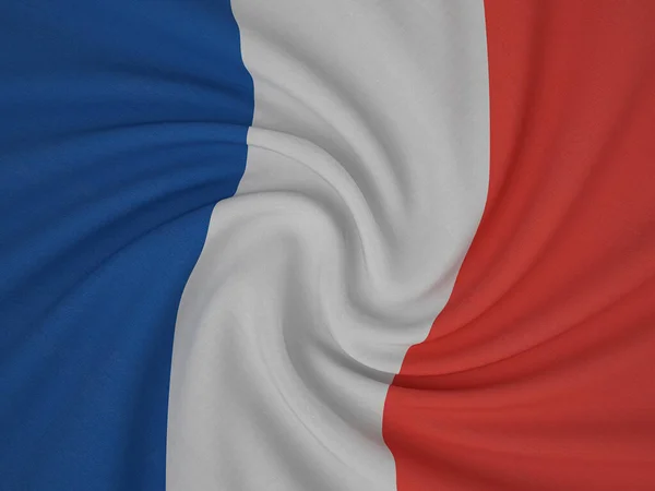 ツイスト生地フランス国旗の背景 3Dイラスト — ストック写真