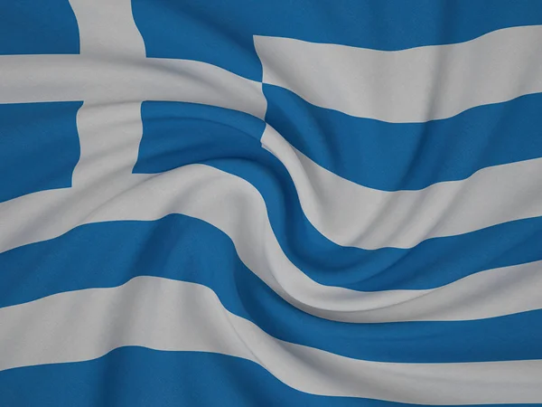 Çarpık Kumaşlı Yunanistan Bayrağı Illüstrasyon — Stok fotoğraf