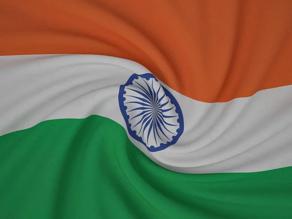Tecido Torcido Bandeira Índia Fundo Ilustração — Fotografia de Stock