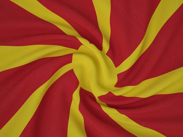 Tecido Torcido Norte Macedônia Bandeira Fundo Ilustração — Fotografia de Stock