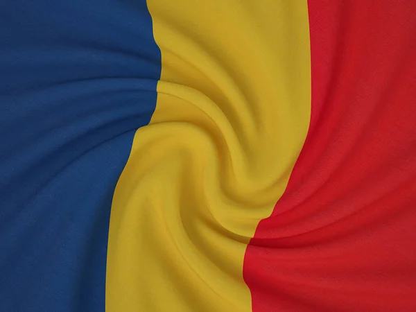 ねじれた布ルーマニアの国旗の背景 3Dイラスト — ストック写真