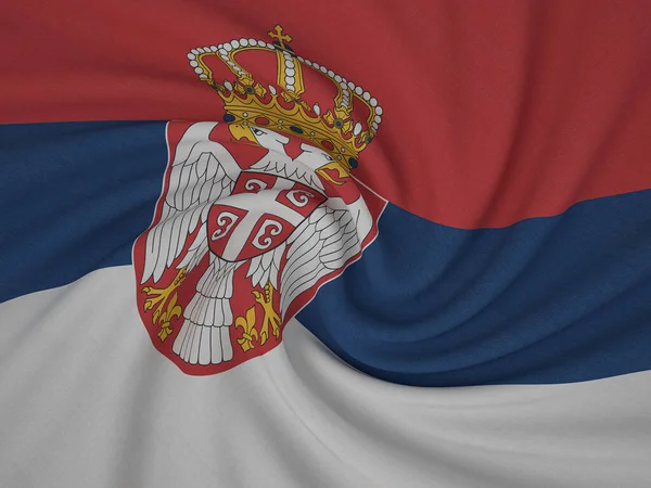 斜纹面料塞尔维亚国旗背景 3D说明 — 图库照片