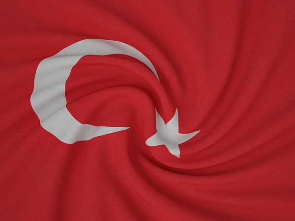 Vridna Tyg Turkiet Flagga Bakgrund Illustration — Stockfoto