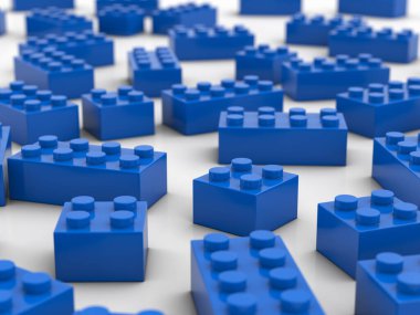 Beyaz arka planda oyuncak blokları. 3d illüstrasyon.