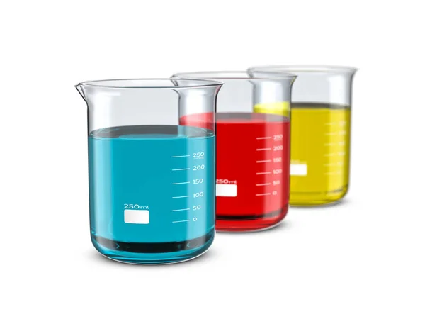 Glass Beakers White Background Illustration — Stock Photo, Image