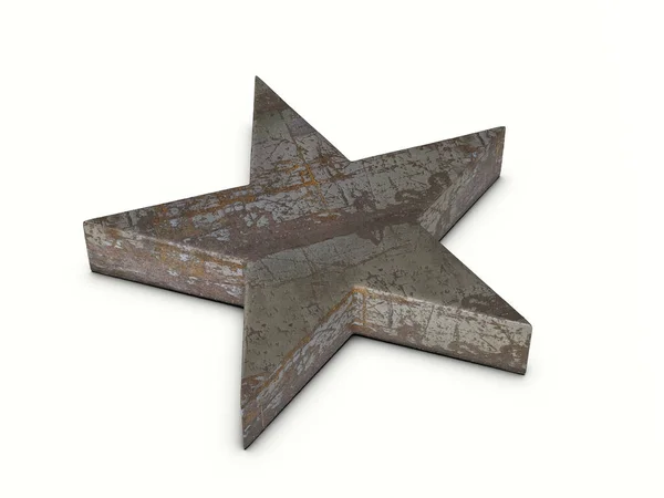 Símbolo Estrela Metal Enferrujado Fundo Branco Ilustração — Fotografia de Stock