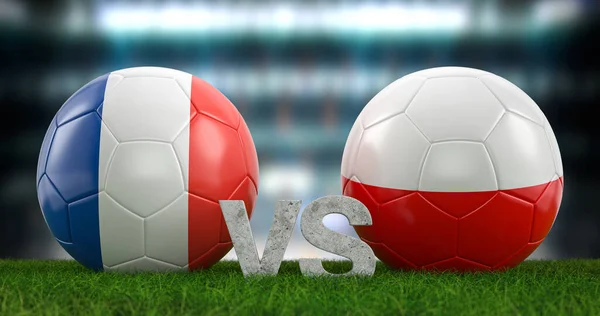 カタール2022サッカーワールドカップラウンド16フランス対ポーランド 3Dイラスト — ストック写真