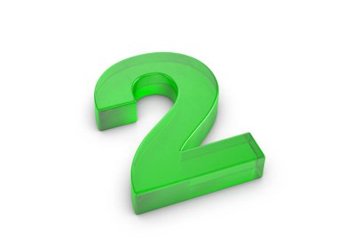 Beyaz arka planda iki numaralı bardak. 3d illüstrasyon.