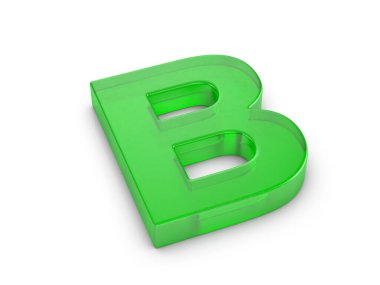 Beyaz arka planda cam harf B. 3d illüstrasyon.