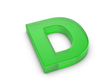 Beyaz arka planda cam D harfi. 3d illüstrasyon.