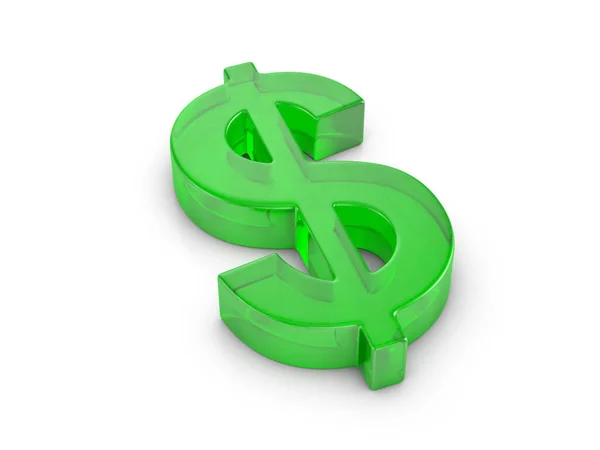Símbolo Dólar Vidro Fundo Branco Ilustração — Fotografia de Stock