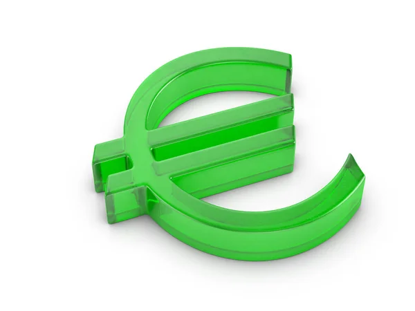 Simbolo Euro Vetro Sfondo Bianco Illustrazione — Foto Stock