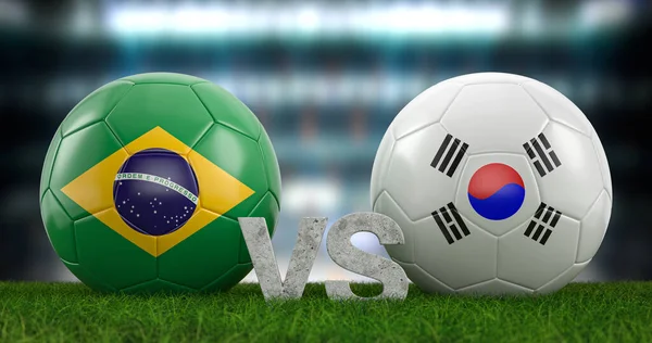 Qatar 2022 Football World Cup Brazil South Korea Illustration — Stock Photo, Image