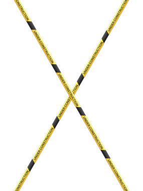 Beyaz arka planda inşaat bandı altında. Vektör illüstrasyonu.