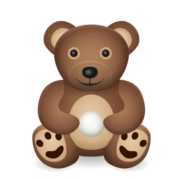 Teddybär Mit Tischtennisball Auf Weißem Hintergrund Vektorillustration — Stockvektor