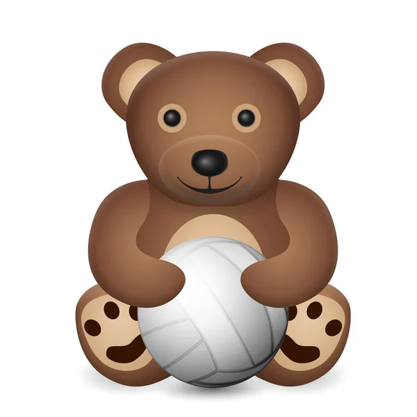 Teddy Bear Volleyball Ball White Background Vector Illustration — Stock Vector