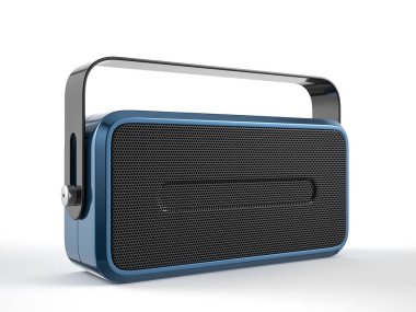 Beyaz arka planda bluetooth hoparlörü. 3d illüstrasyon.