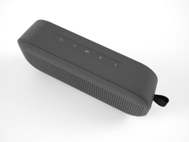 Beyaz arka planda bluetooth hoparlörü. 3d illüstrasyon.