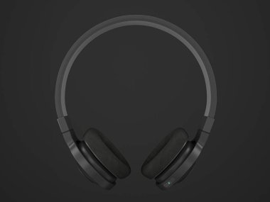 Siyah arka planda kulaklıklar. 3d illüstrasyon.