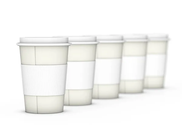 Бумажные Кофейные Чашки Белом Фоне Иллюстрация — стоковое фото