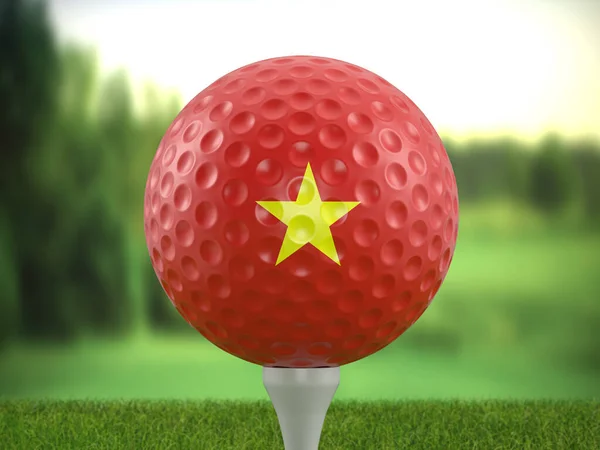 Golf Ball Vietnam Flag Golf Course Illustration — Stockfoto