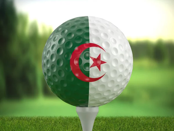 Golf Ball Algeria Flag Golf Course Illustration — Stock Fotó
