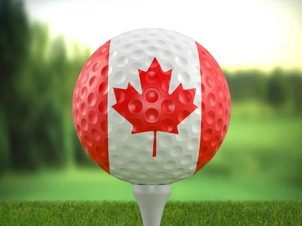 Golf Ball Canada Flag Golf Course Illustration — Stockfoto