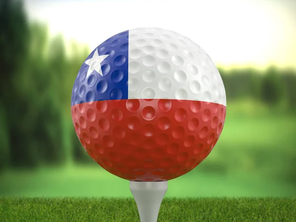 Golf Ball Chile Flag Golf Course Illustration — Stock Fotó