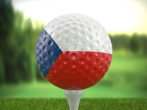 Golf Ball Czech Republic Flag Golf Course Illustration — Stock Fotó