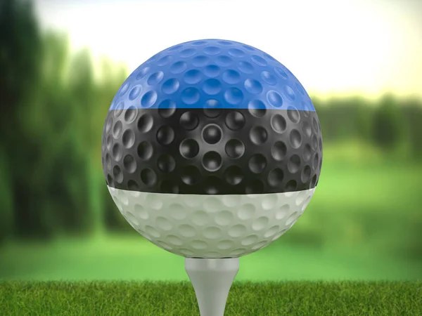Golf Ball Estonia Flag Golf Course Illustration — Stock Fotó