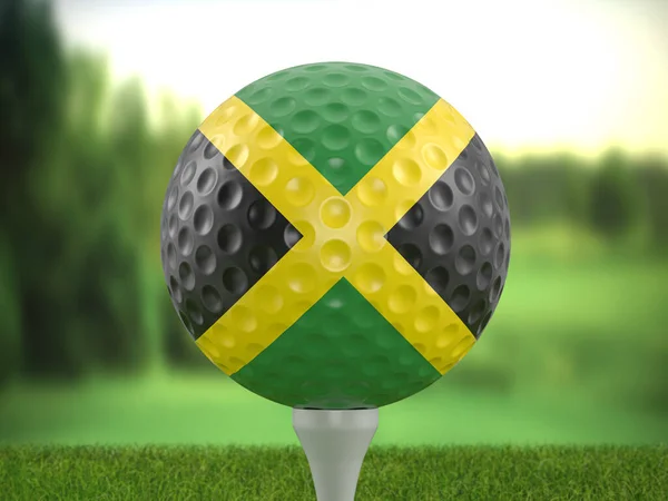 Golf Ball Jamaica Flag Golf Course Illustration — Stock Photo, Image