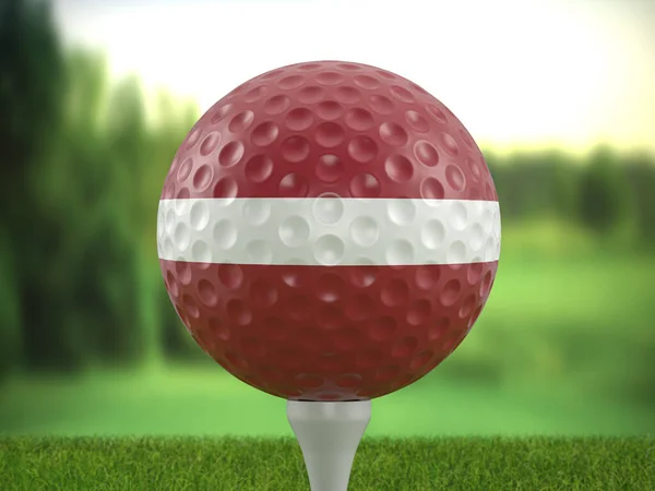 Golf Ball Latvia Flag Golf Course Illustration — Stockfoto