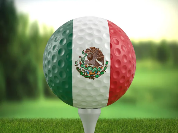 Golf Ball Mexico Flag Golf Course Illustration — Stockfoto