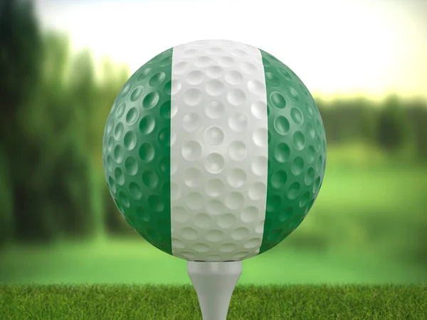 Golf Ball Nigeria Flag Golf Course Illustration — Stock Photo, Image