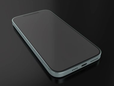 Siyah arka planda akıllı telefon. 3d illüstrasyon.