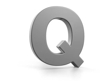 Beyaz arka planda Q harfi var. 3d illüstrasyon.