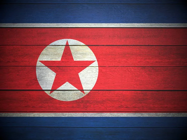 Bandeira Coreia Norte Pintada Sobre Pranchas Madeira Fundo Ilustração — Fotografia de Stock