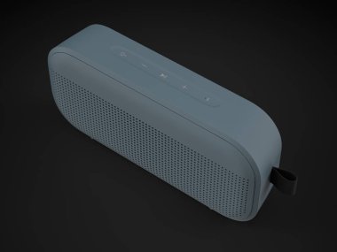 Bluetooth speaker on a black background. 3d illustration.