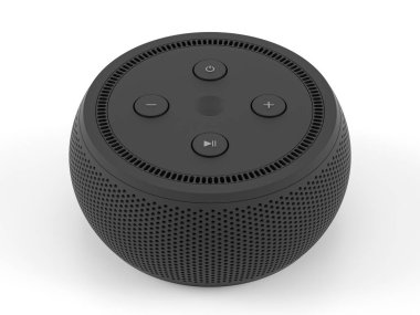 Beyaz arka planda bluetooth hoparlörü. 3d illüstrasyon.