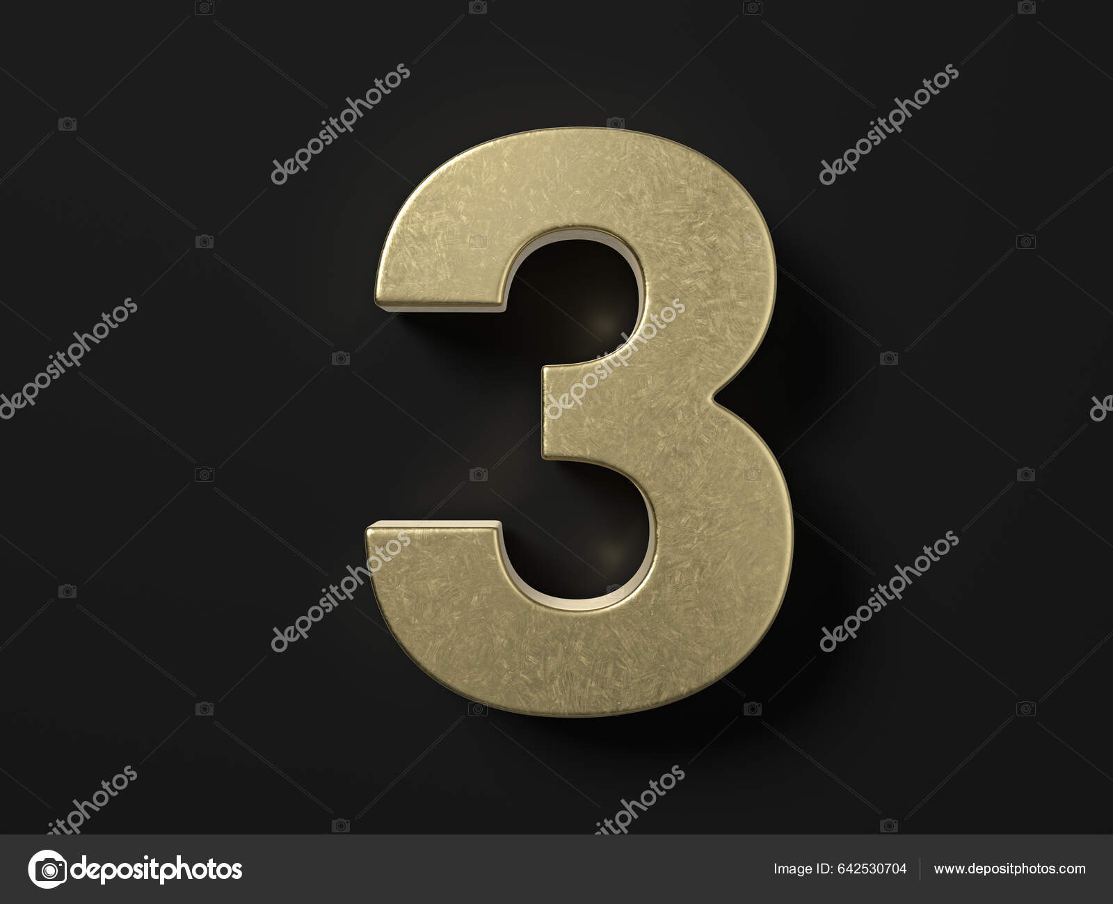 Gold Number Three Black Background Illustration Stock Photo by ©julydfg