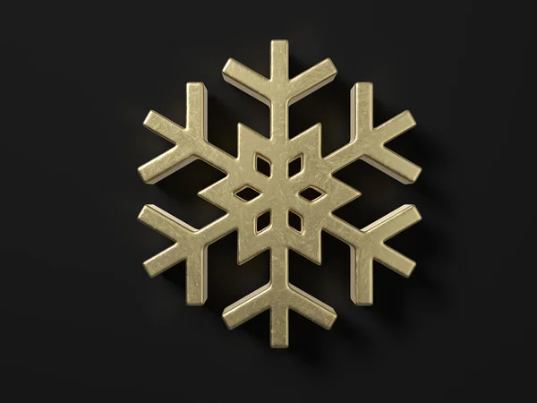 Gold Snowflake Symbol Black Background Illustration — Stock Photo, Image