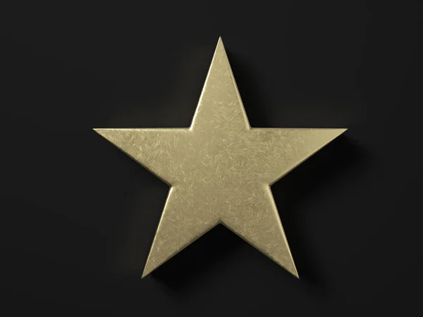 Gold star symbol on a black background. 3d illustration.