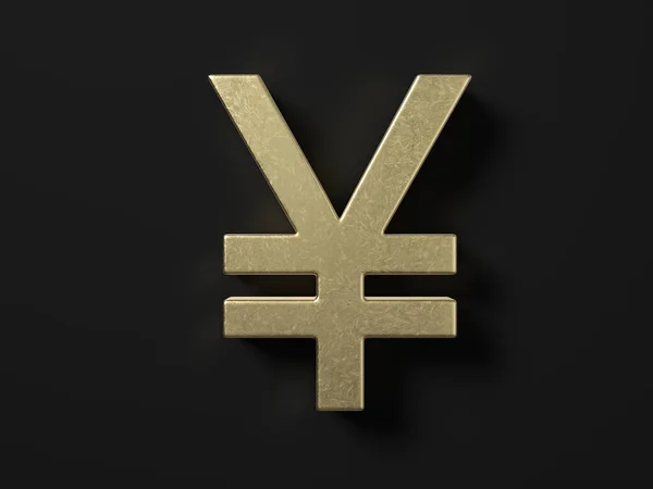 Gold Yen Symbol Black Background Illustration — Stock Photo, Image